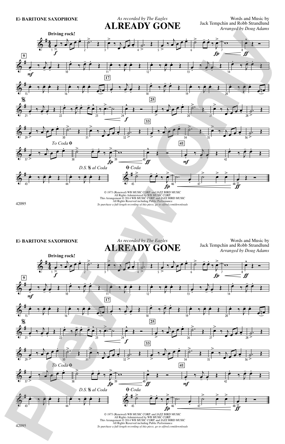 Already Gone: E-flat Baritone Saxophone