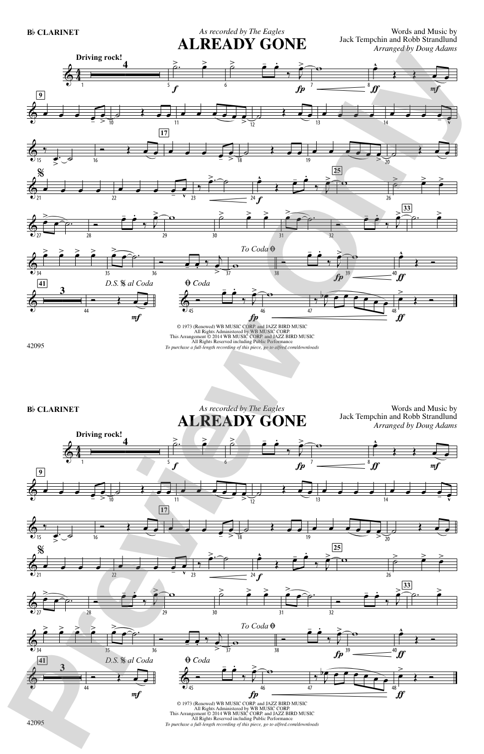 Already Gone: 1st B-flat Clarinet