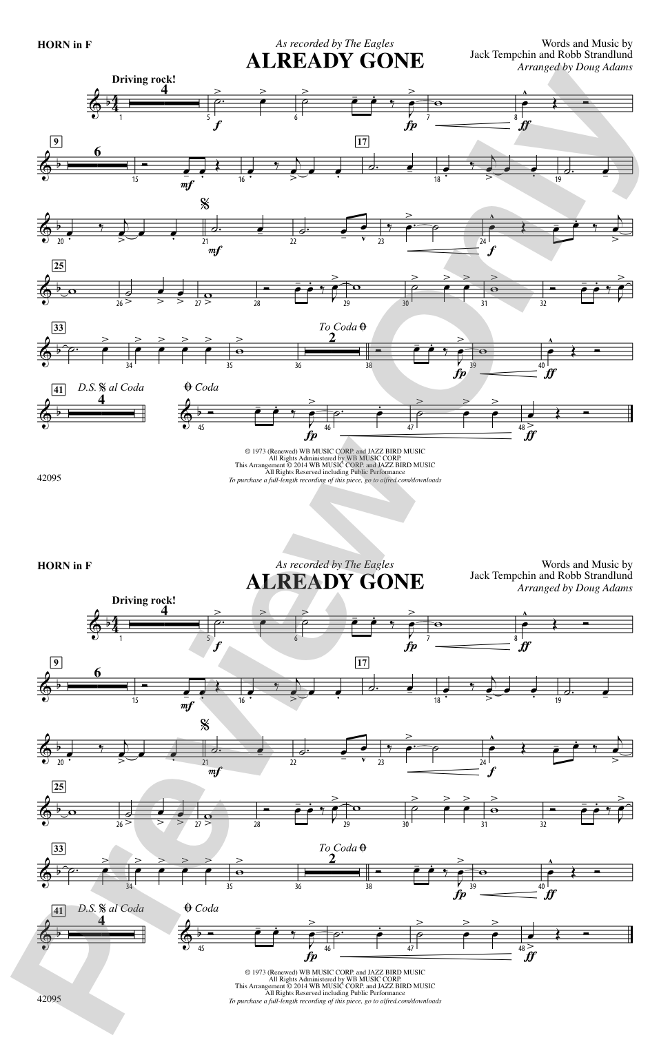 Already Gone: 1st F Horn