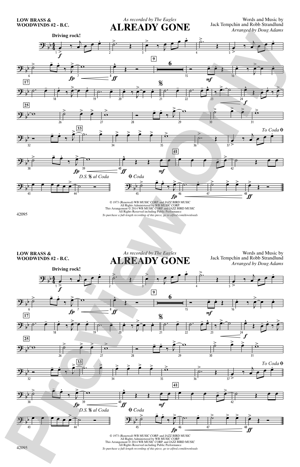 Already Gone: Low Brass & Woodwinds #2 - Bass Clef