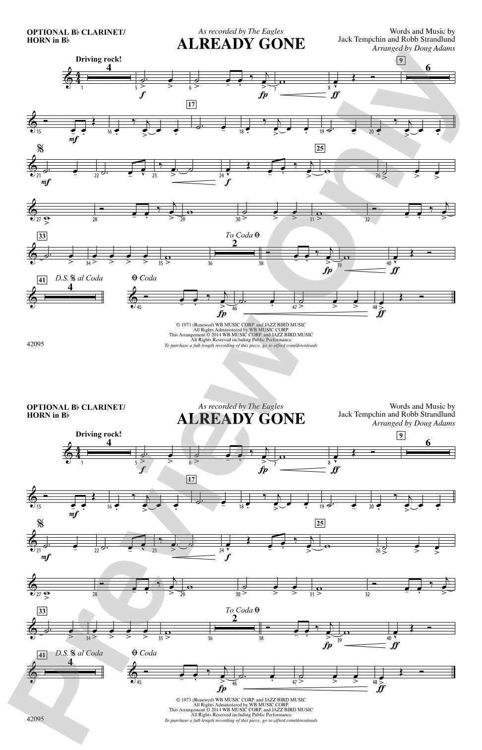 Already Gone: Optional Bb Clarinet/Horn in Bb