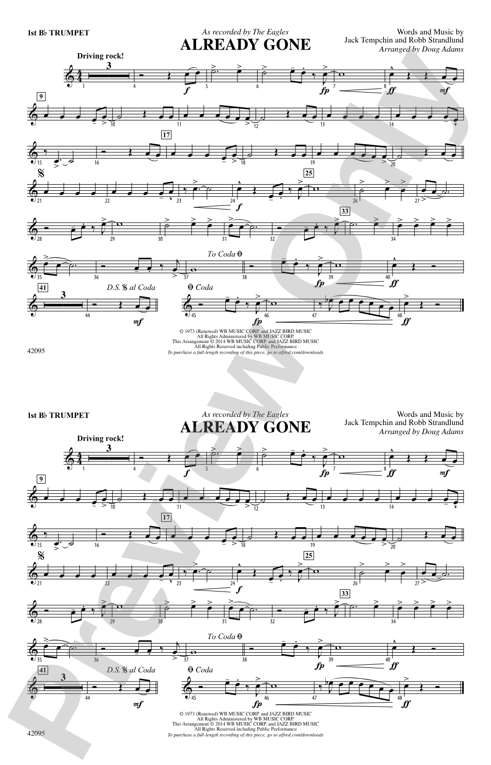 Already Gone: 1st B-flat Trumpet