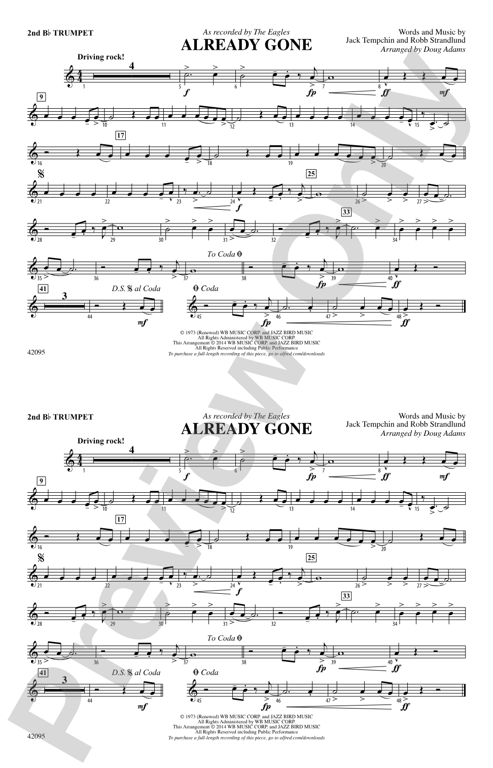 Already Gone: 2nd B-flat Trumpet