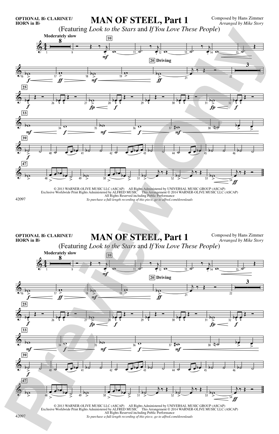 Man of Steel, Part 1: Optional Bb Clarinet/Horn in Bb