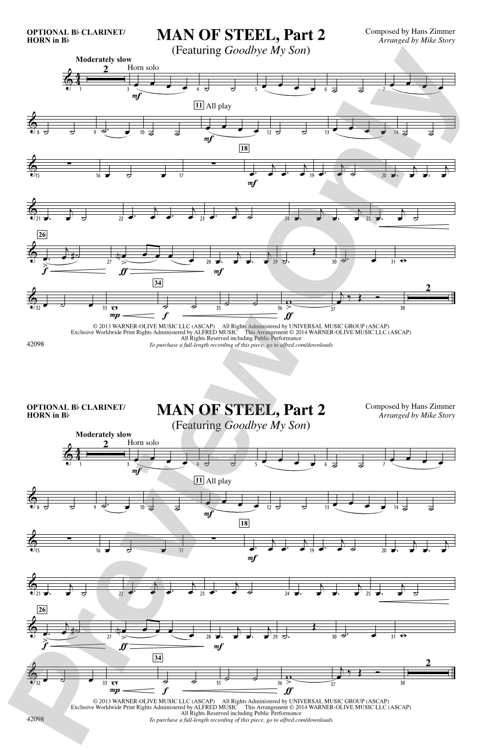 Man of Steel, Part 2: Optional Bb Clarinet/Horn in Bb