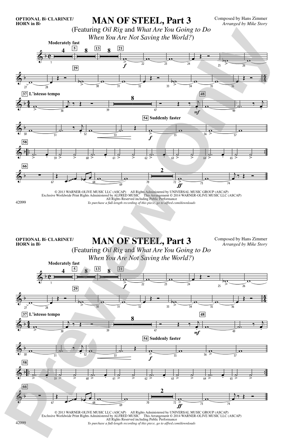 Man of Steel, Part 3: Optional Bb Clarinet/Horn in Bb