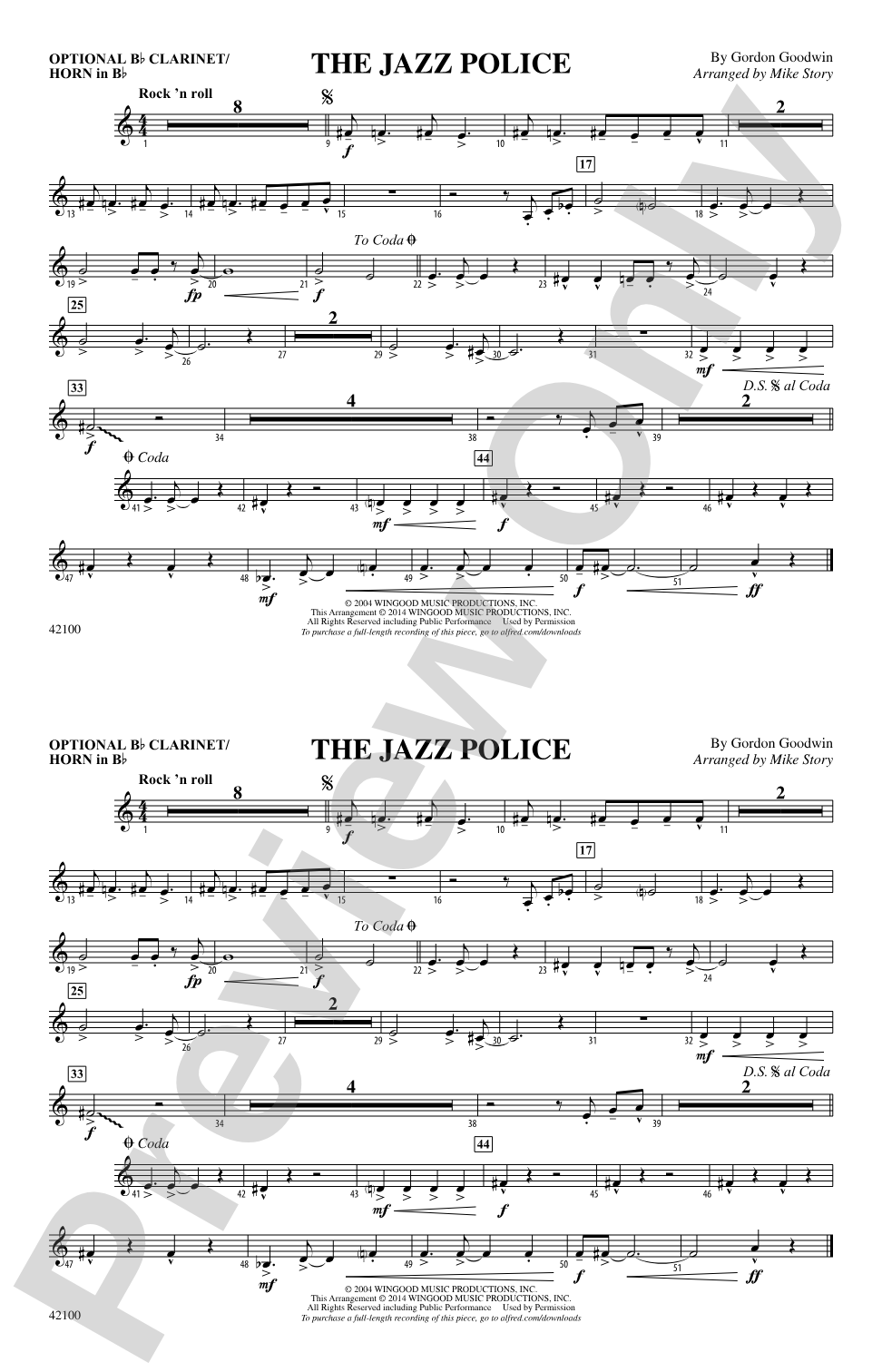 The Jazz Police: Optional Bb Clarinet/Horn in Bb