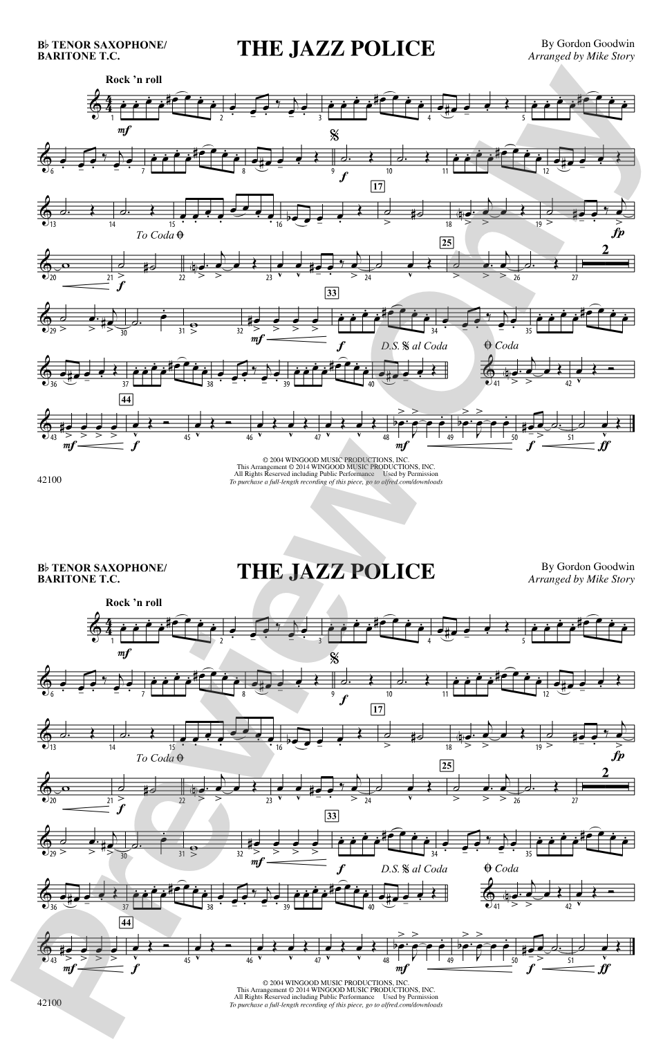 The Jazz Police: Bb Tenor Saxophone/Bartione Treble Clef