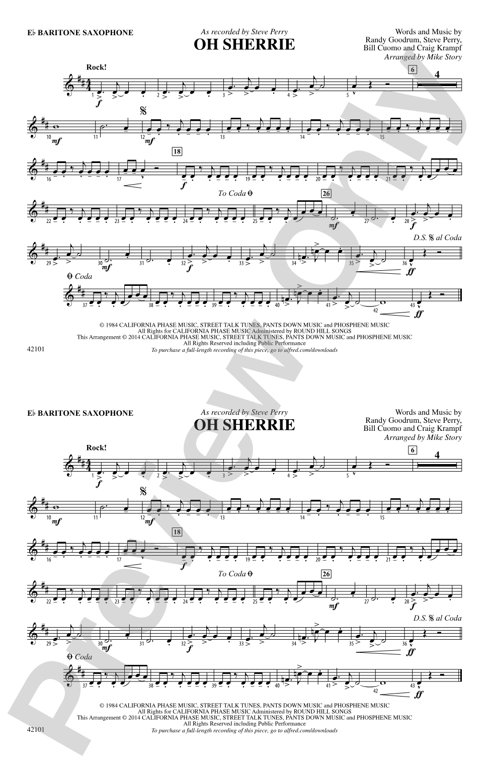 Oh Sherrie: E-flat Baritone Saxophone