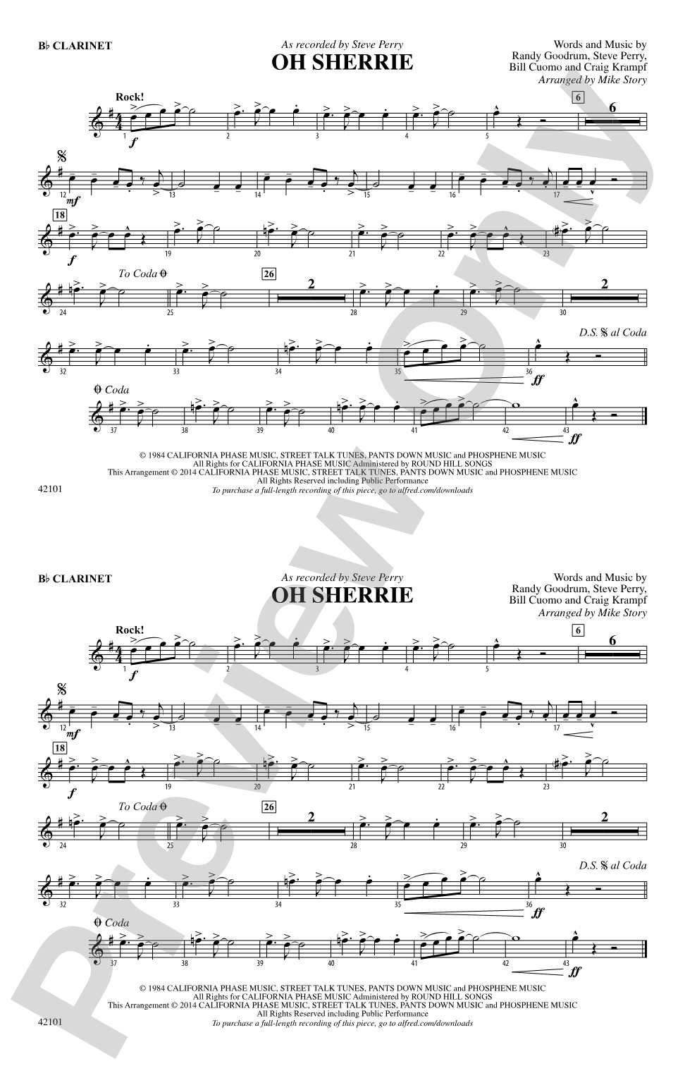 Oh Sherrie: 1st B-flat Clarinet