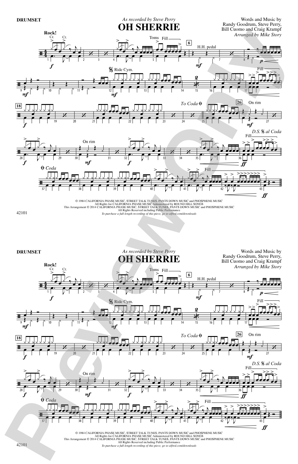 Oh Sherrie: Drums