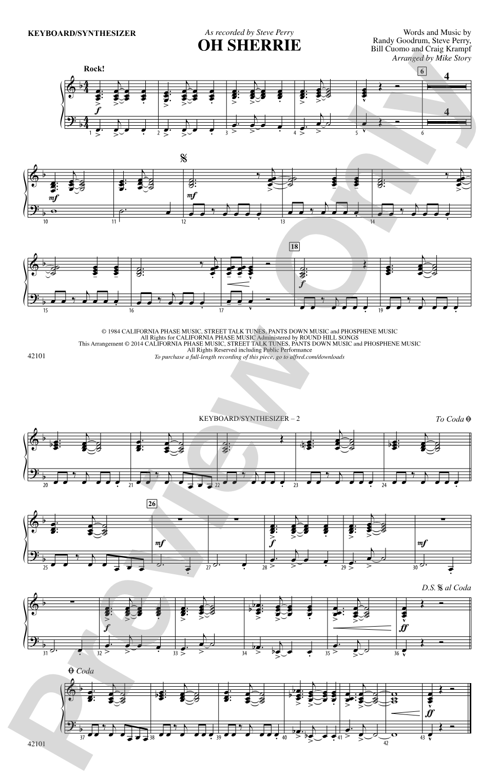Oh Sherrie: Piano Accompaniment
