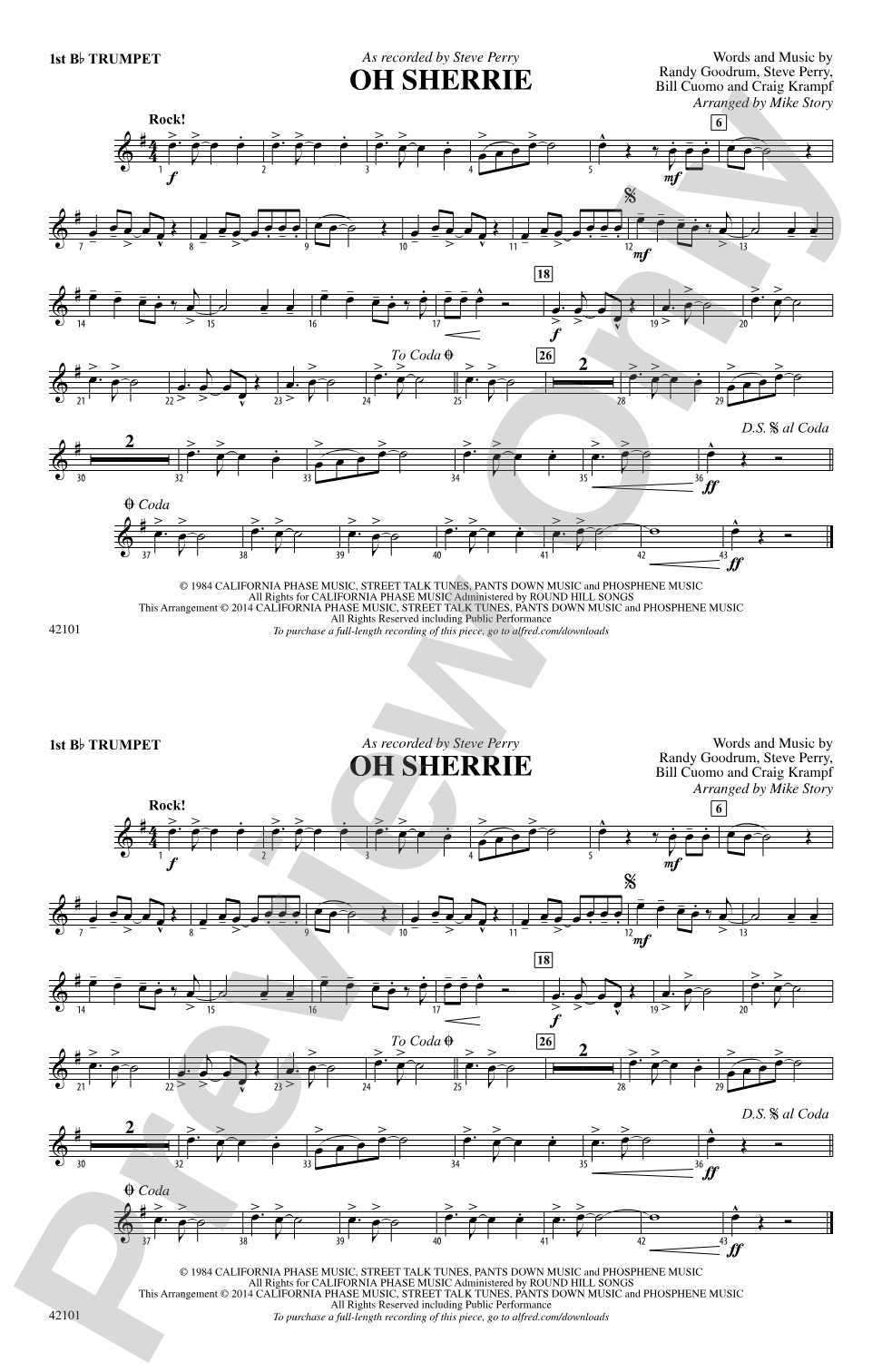 Oh Sherrie: 1st B-flat Trumpet