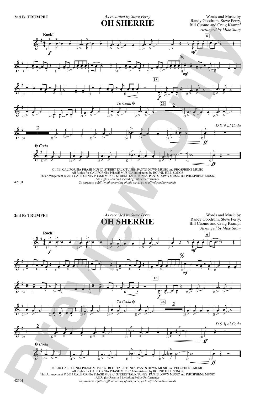 Oh Sherrie: 2nd B-flat Trumpet