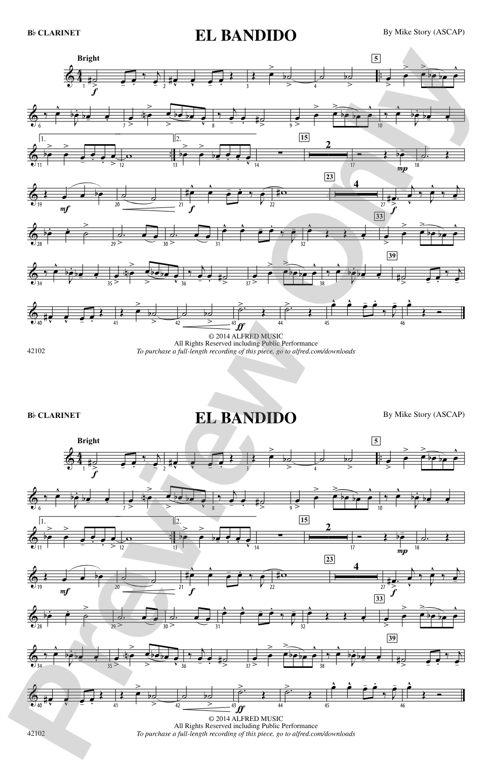 El Bandido: 1st B-flat Clarinet