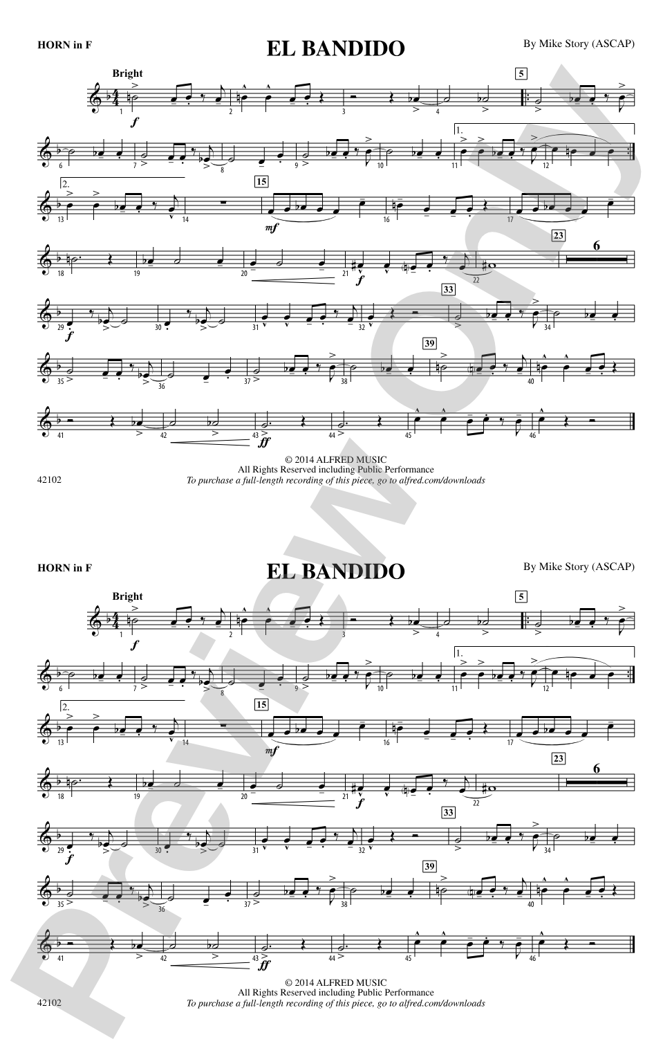 El Bandido: 1st F Horn
