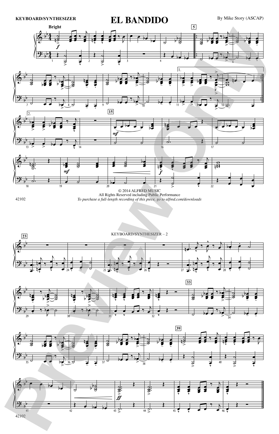 El Bandido: Piano Accompaniment