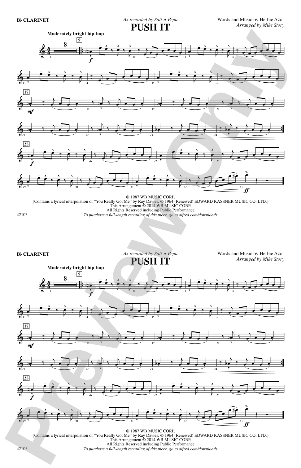 Push It: 1st B-flat Clarinet