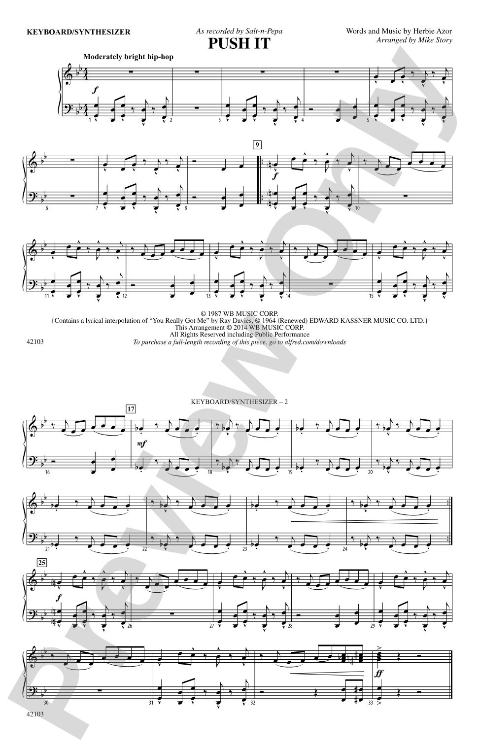 Push It: Piano Accompaniment