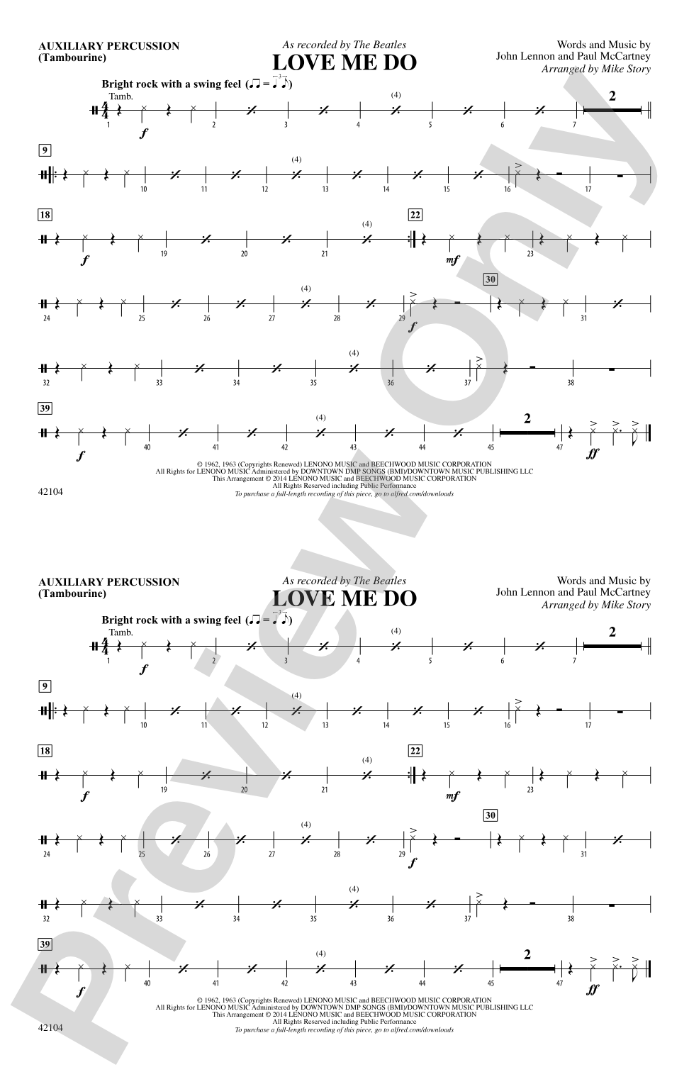 Love Me Do: Auxiliary Percussion