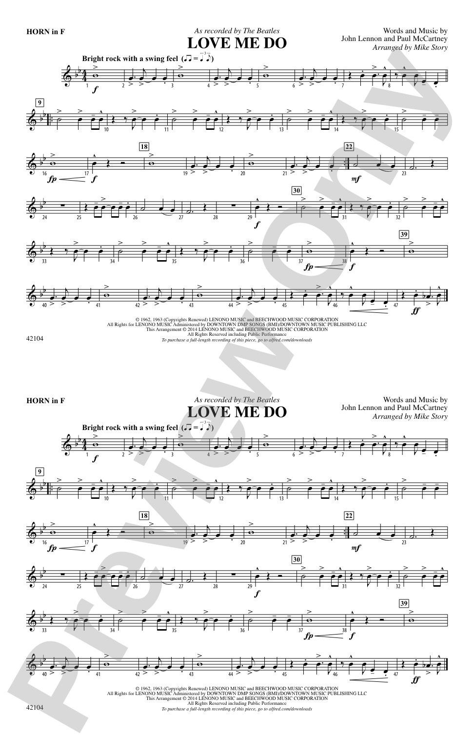 Love Me Do: 1st F Horn