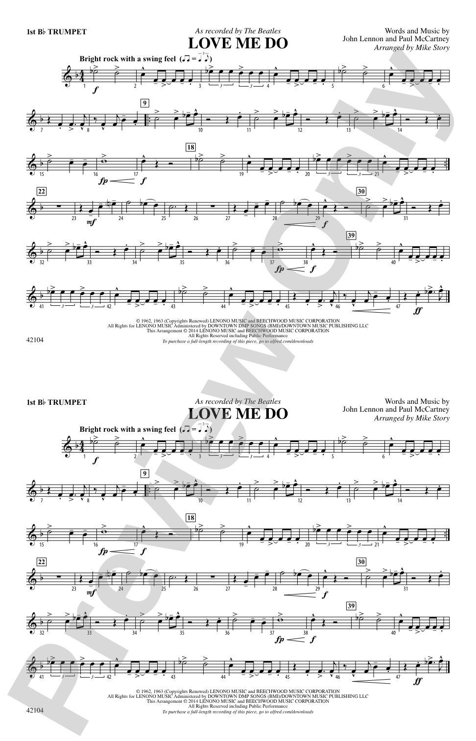 Love Me Do: 1st B-flat Trumpet