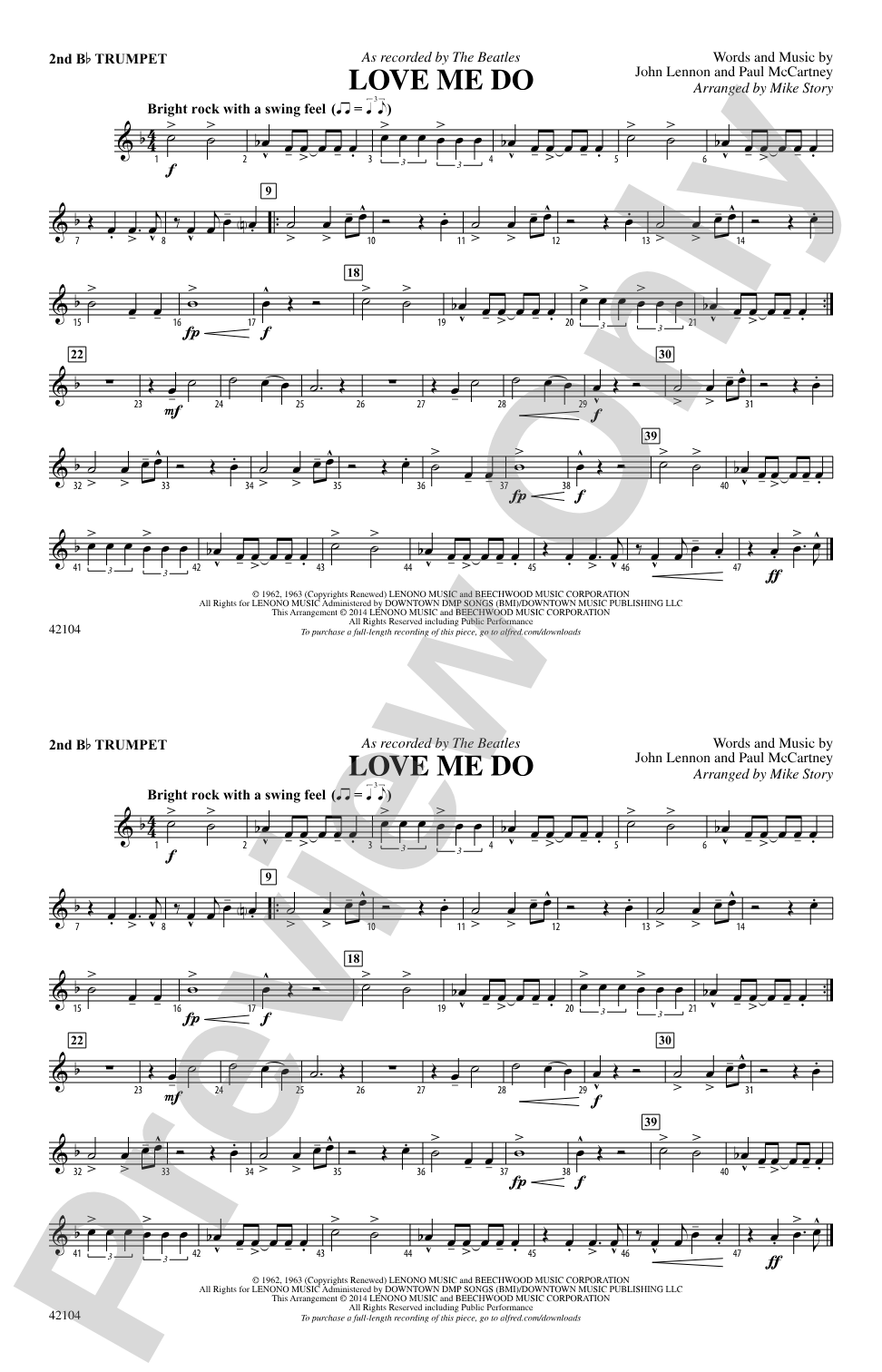 Love Me Do: 2nd B-flat Trumpet