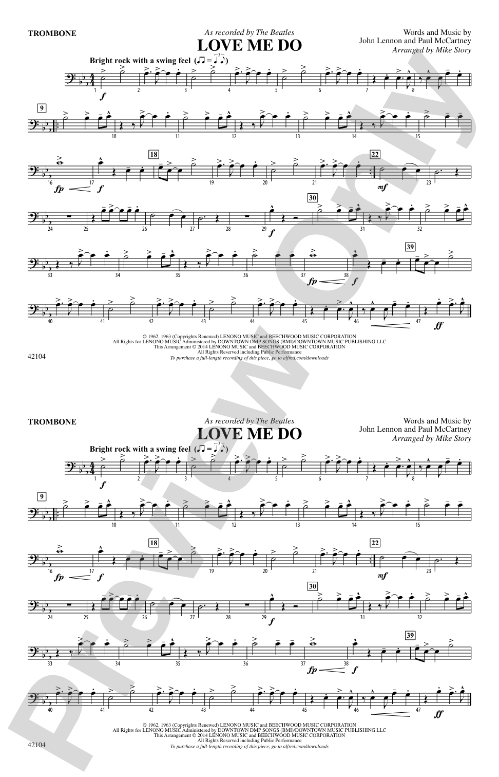 Love Me Do: 1st Trombone