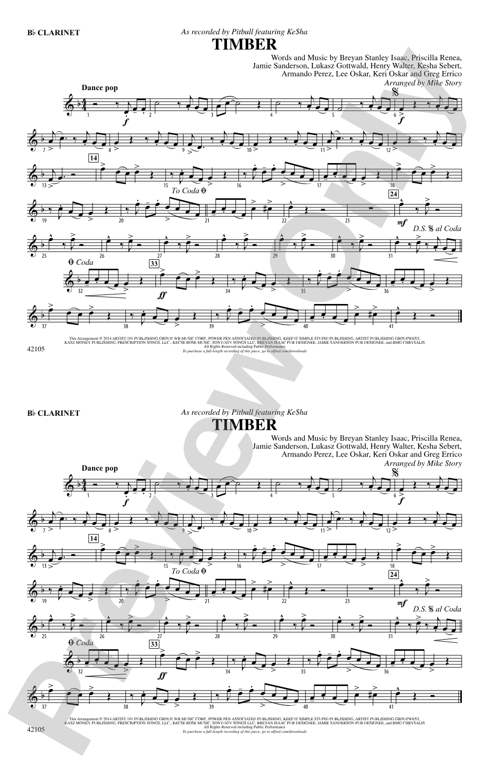 Timber: 1st B-flat Clarinet