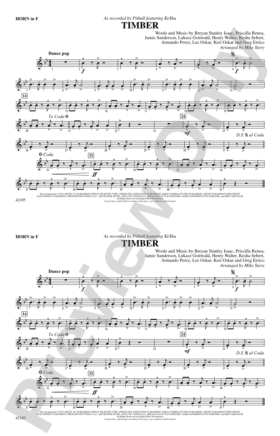 Timber: 1st F Horn
