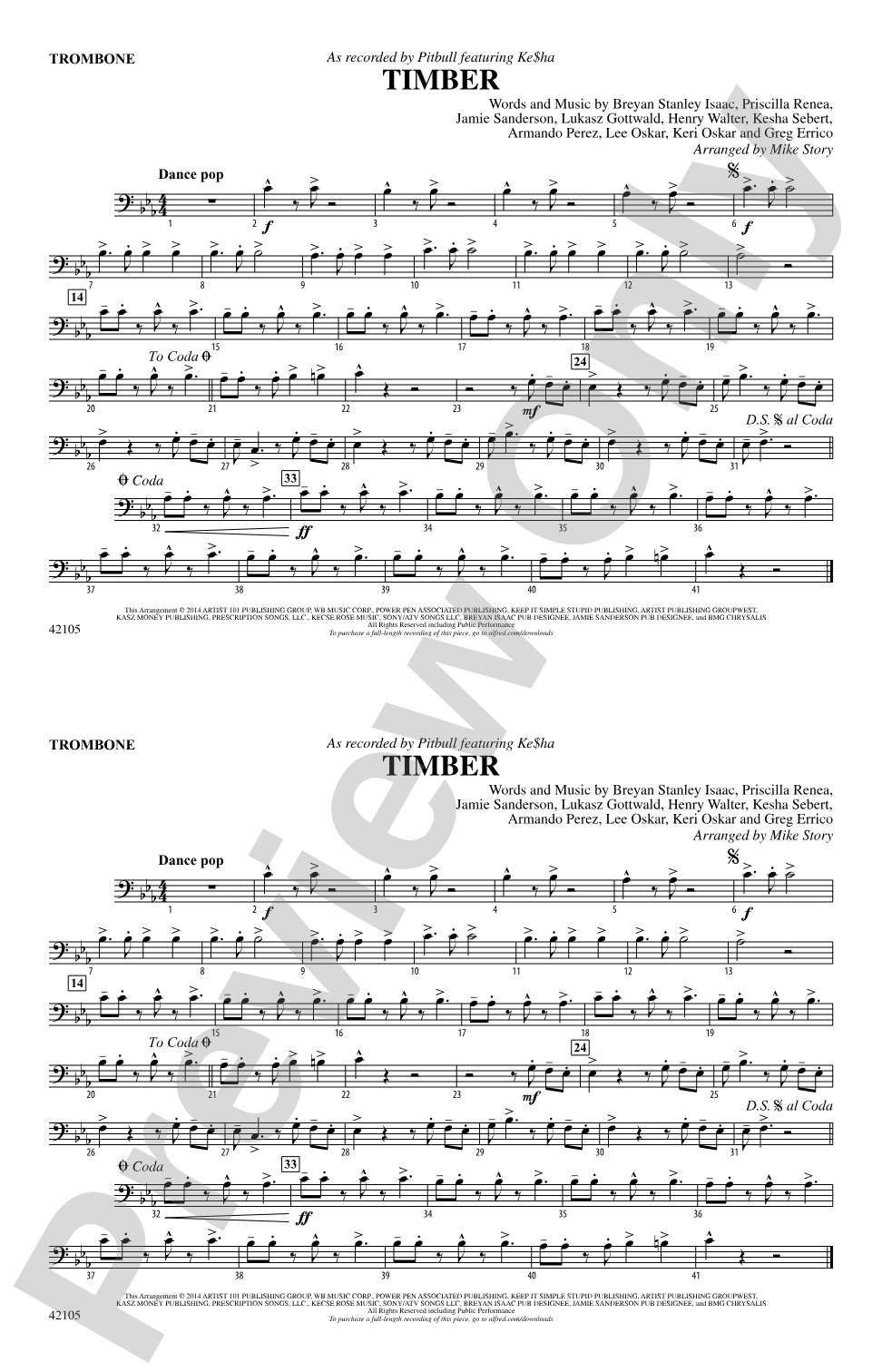 Timber: 1st Trombone