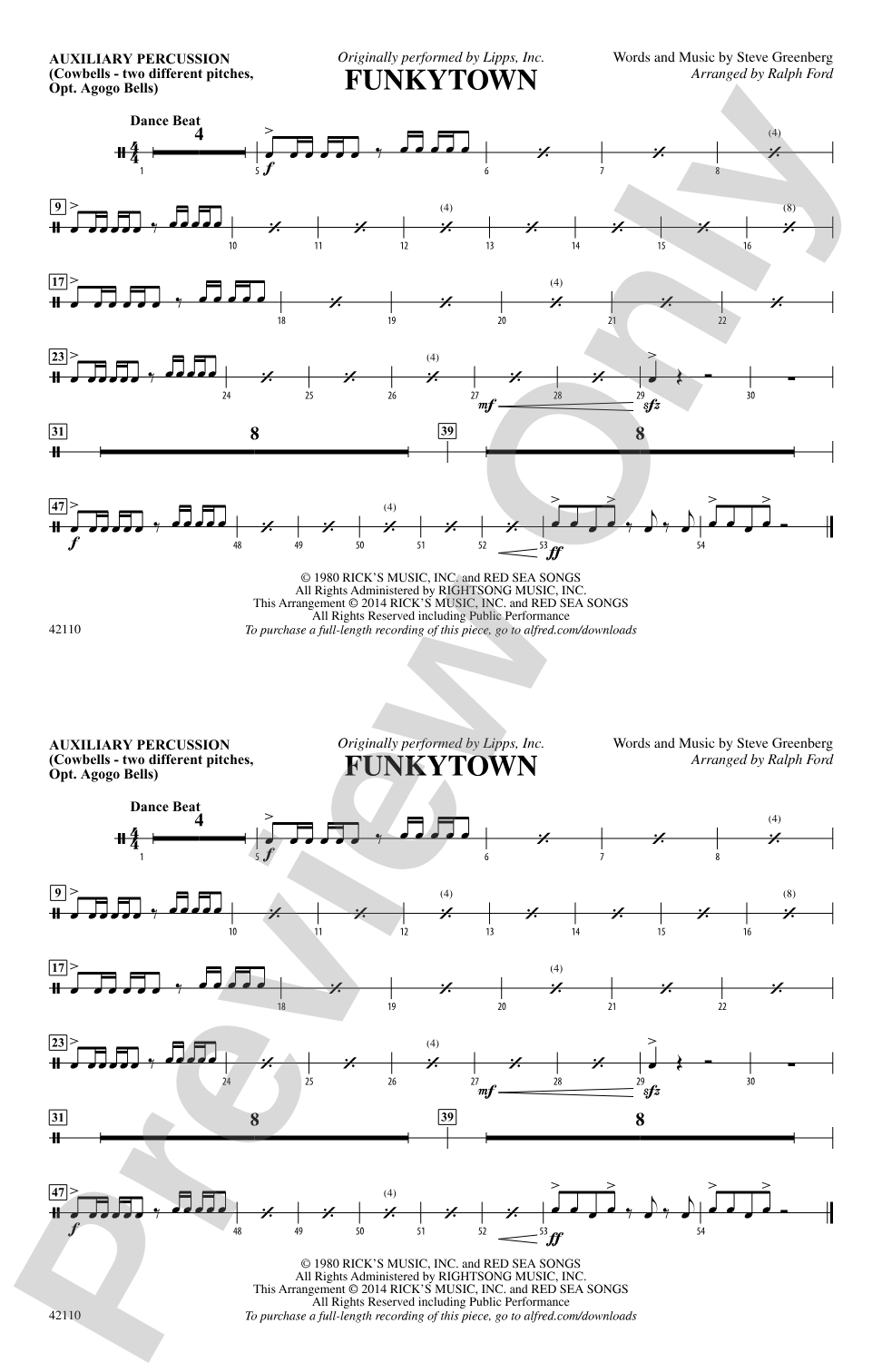 Funkytown: Auxiliary Percussion
