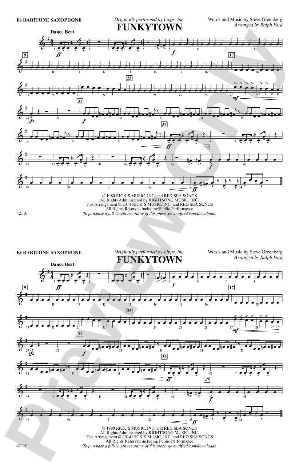 Funkytown: E-flat Baritone Saxophone