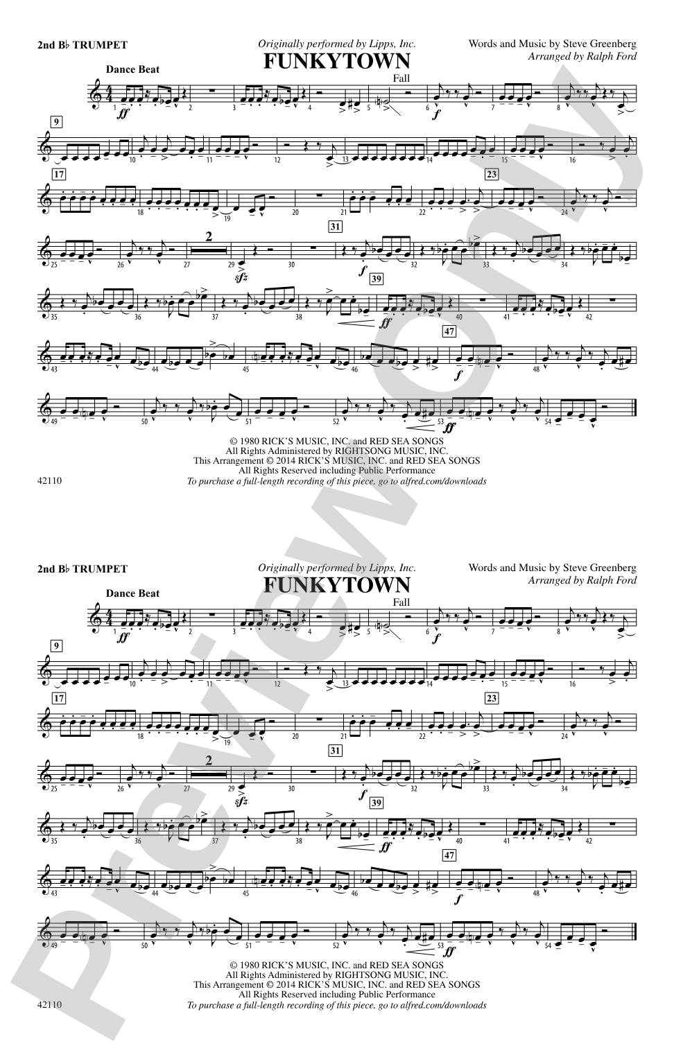 Funkytown: 2nd B-flat Trumpet