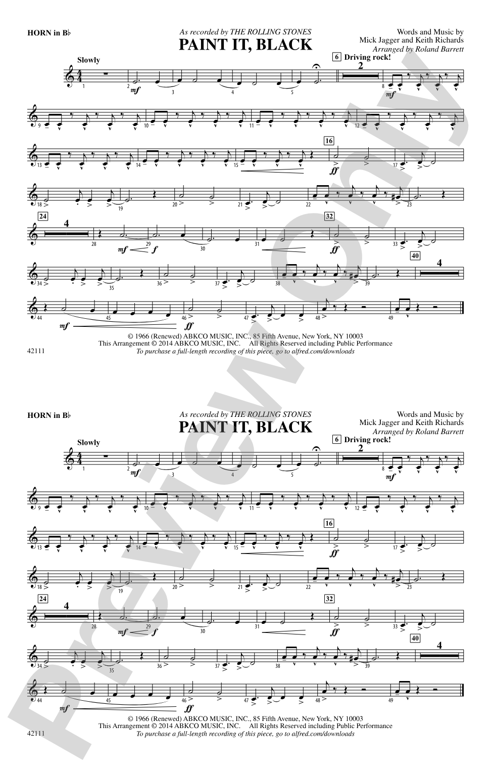 Paint It, Black: Horn in B flat