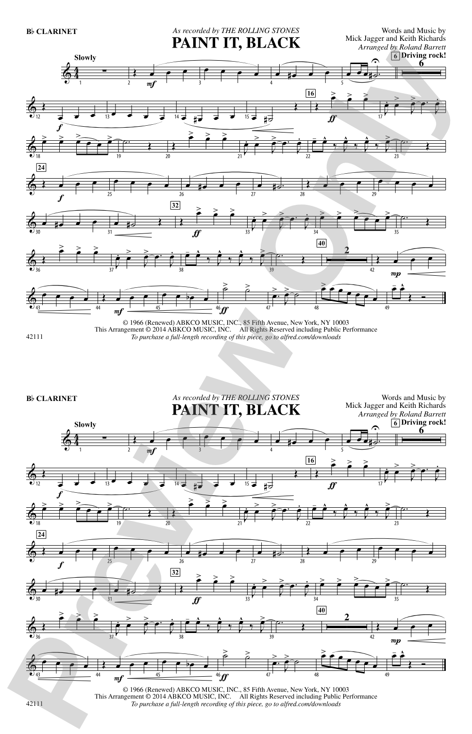 Paint It, Black: 1st B-flat Clarinet