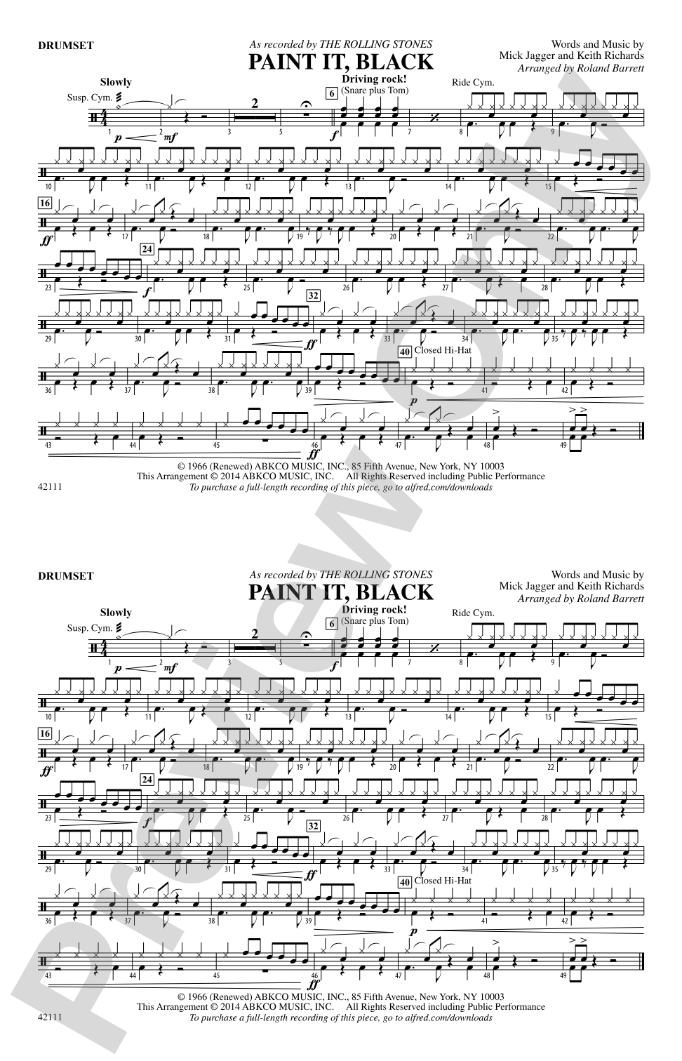 Paint It, Black: Drums