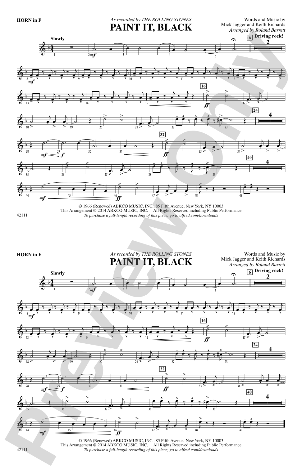 Paint It, Black: 1st F Horn