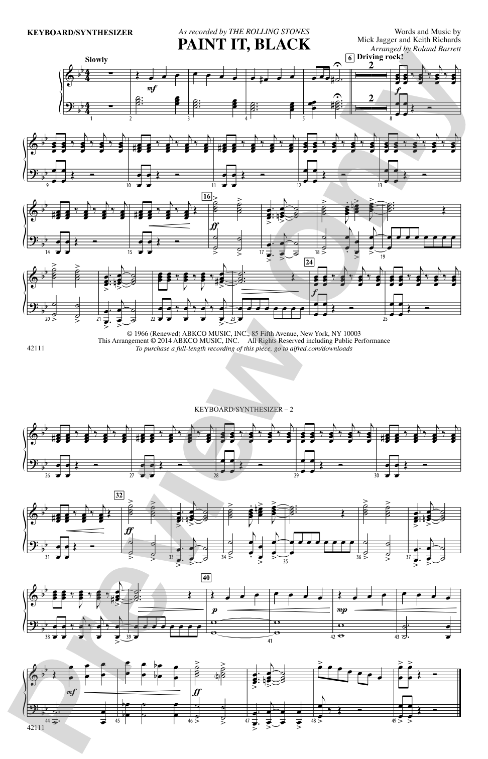 Paint It, Black: Piano Accompaniment
