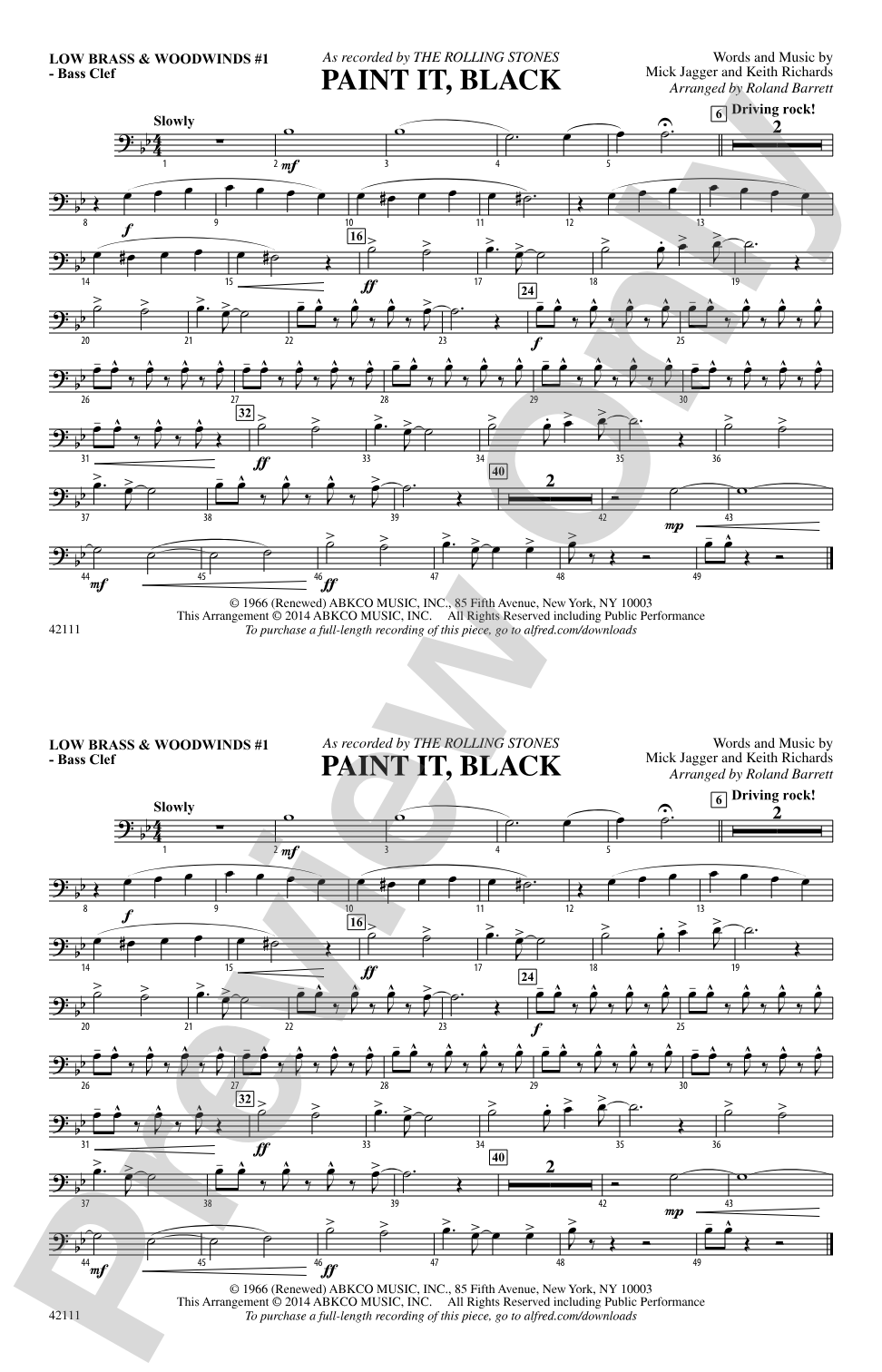 Paint It, Black: Low Brass & Woodwinds #1 - Bass Clef