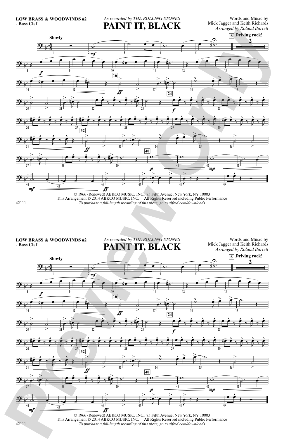 Paint It, Black: Low Brass & Woodwinds #2 - Bass Clef