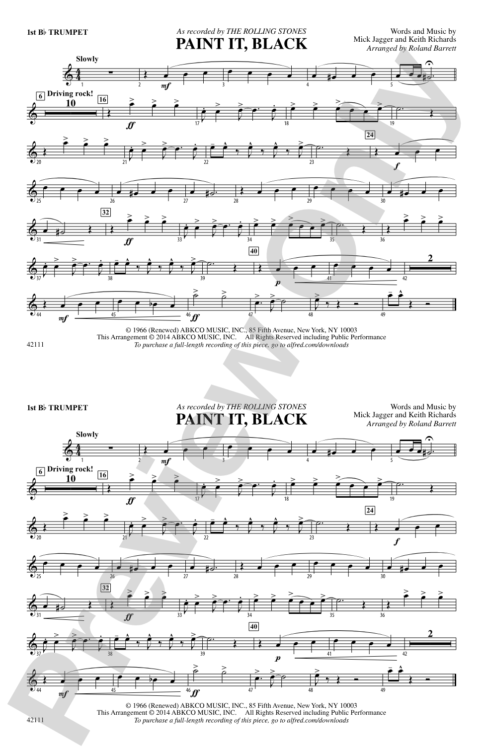 Paint It, Black: 1st B-flat Trumpet