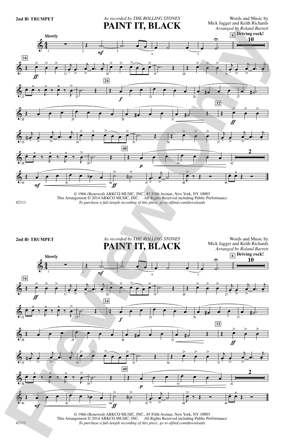Paint It, Black: 2nd B-flat Trumpet