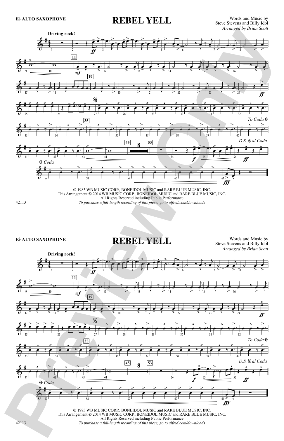 Rebel Yell: E-flat Alto Saxophone