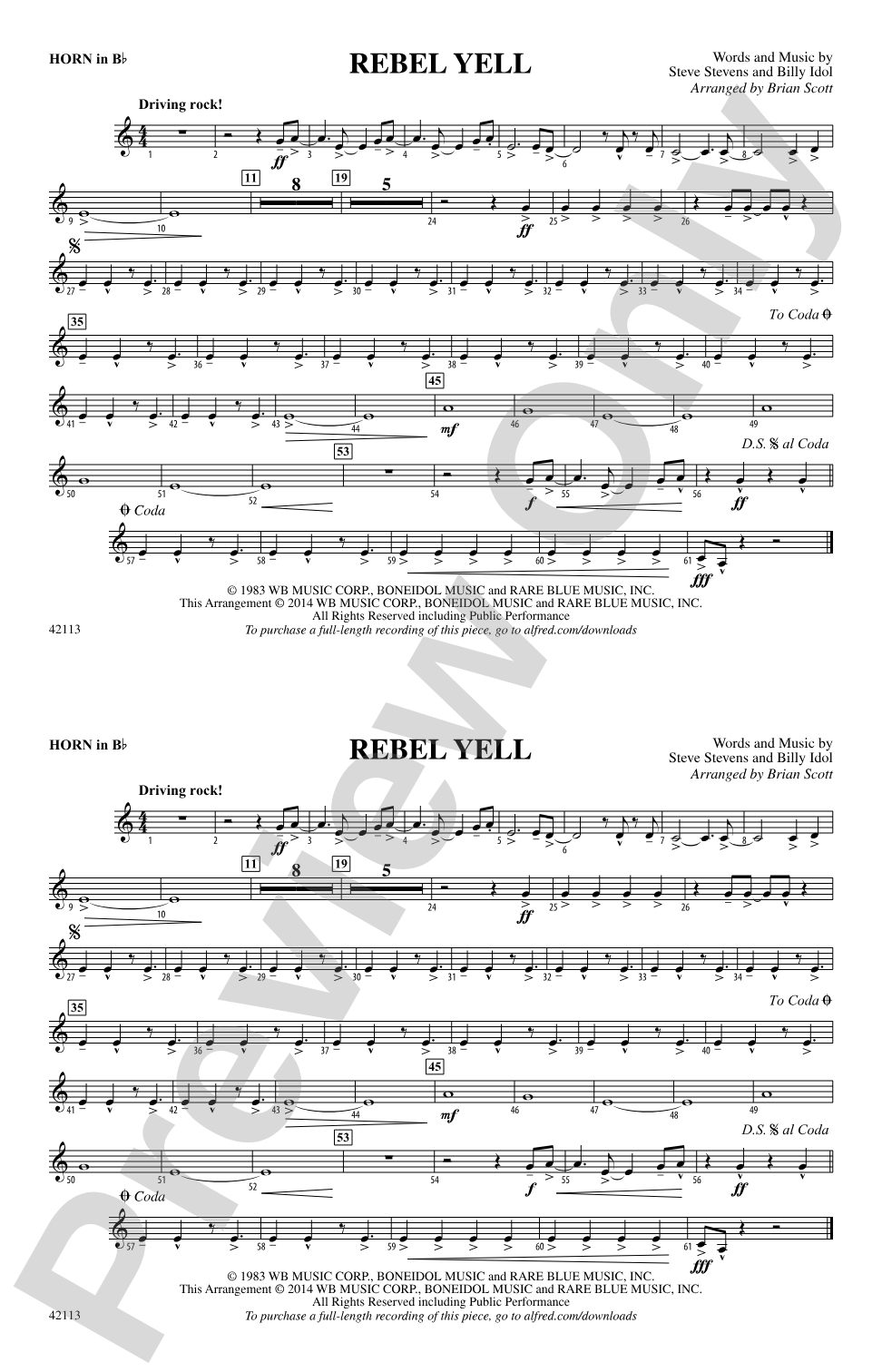 Rebel Yell: Horn in B flat
