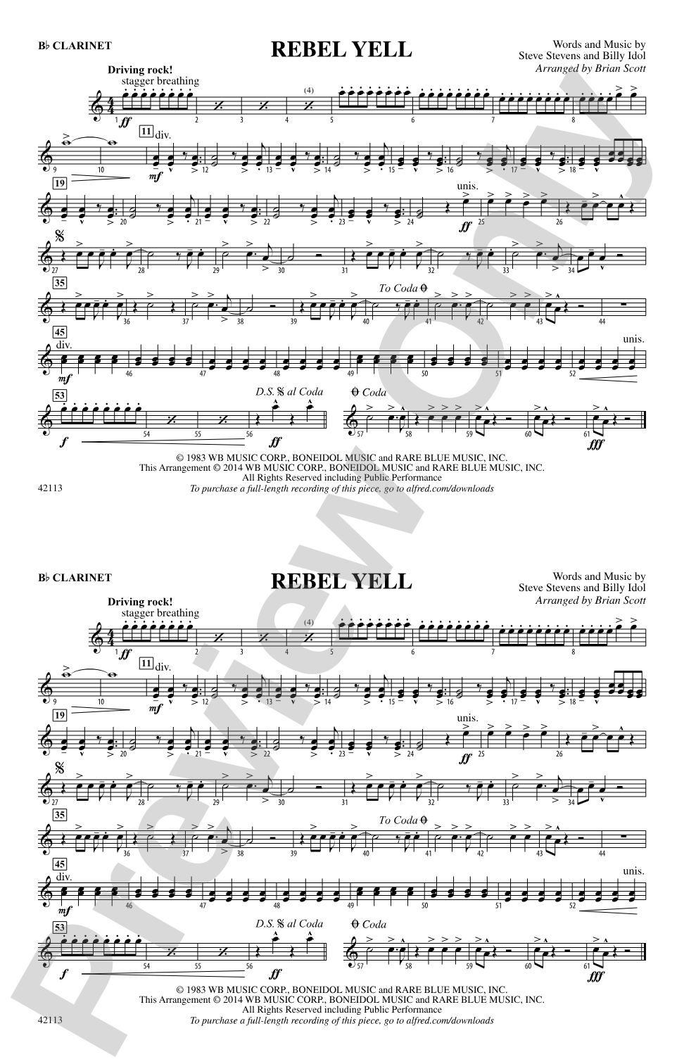 Rebel Yell: 1st B-flat Clarinet