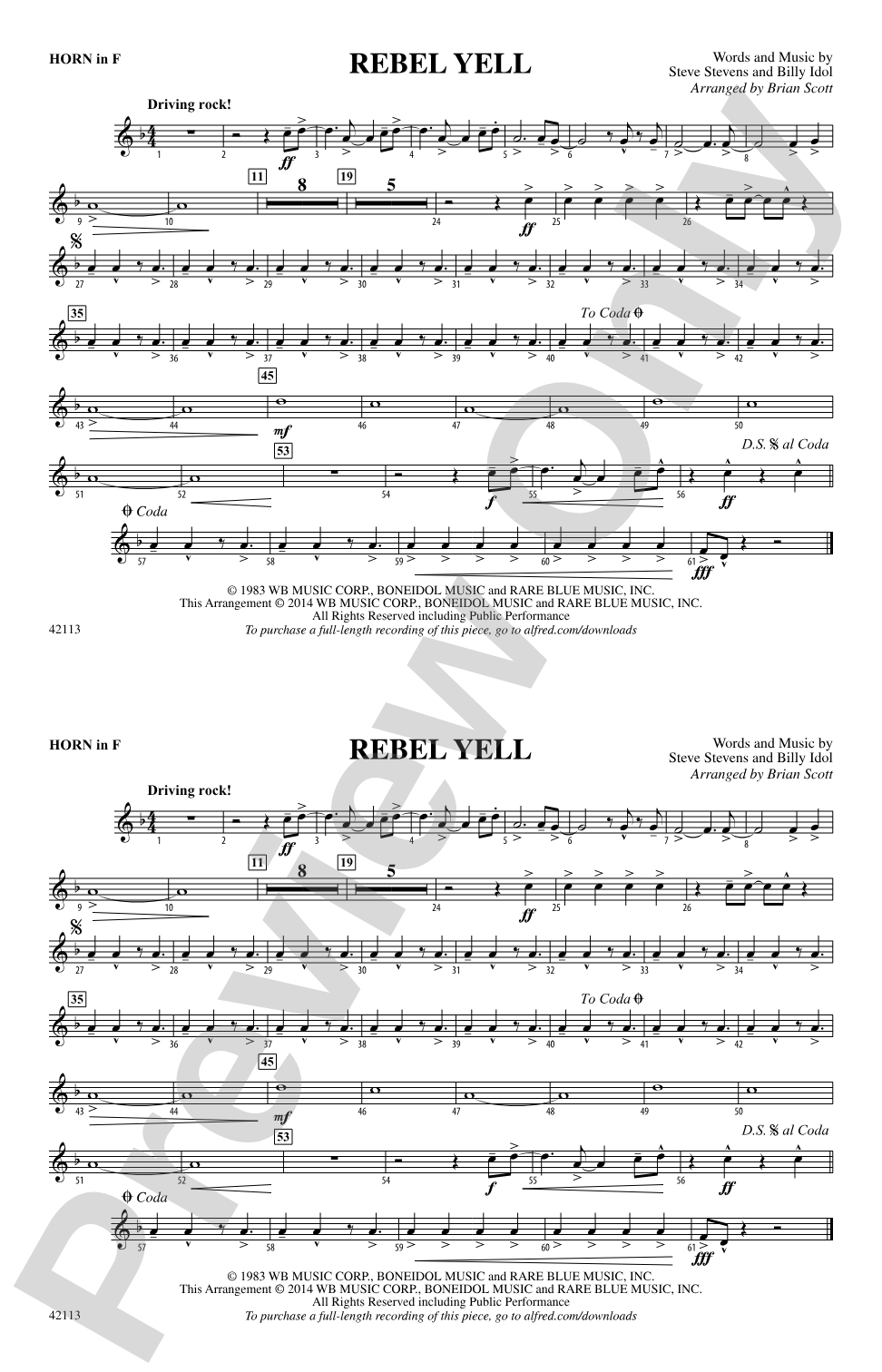 Rebel Yell: 1st F Horn