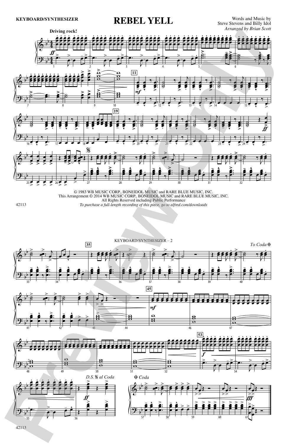 Rebel Yell: Piano Accompaniment