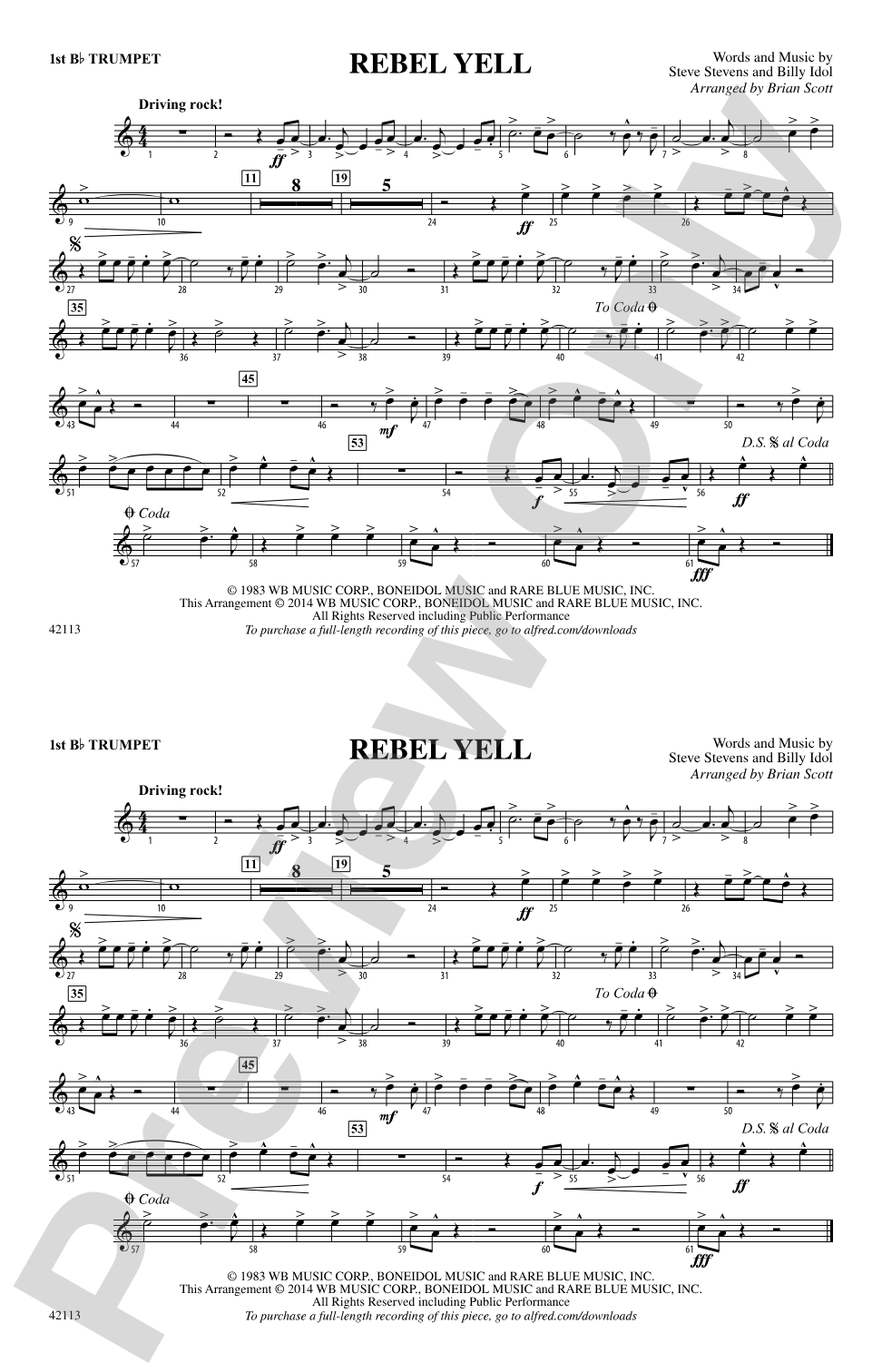 Rebel Yell: 1st B-flat Trumpet