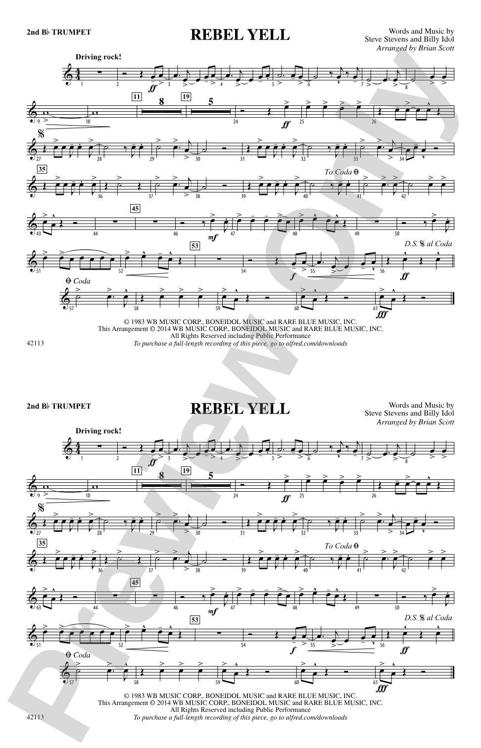 Rebel Yell: 2nd B-flat Trumpet